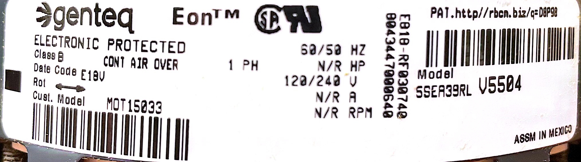 MOT15033 - Trane Furnace Blower Fan Motor, 3/4-HP OEM Part - Motor only, no module